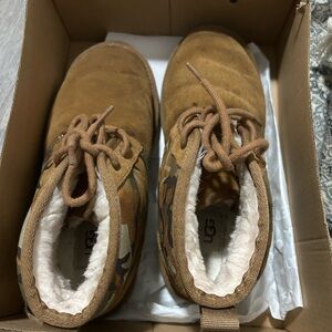 UGG Tan Suede Boots with Camouflage Design